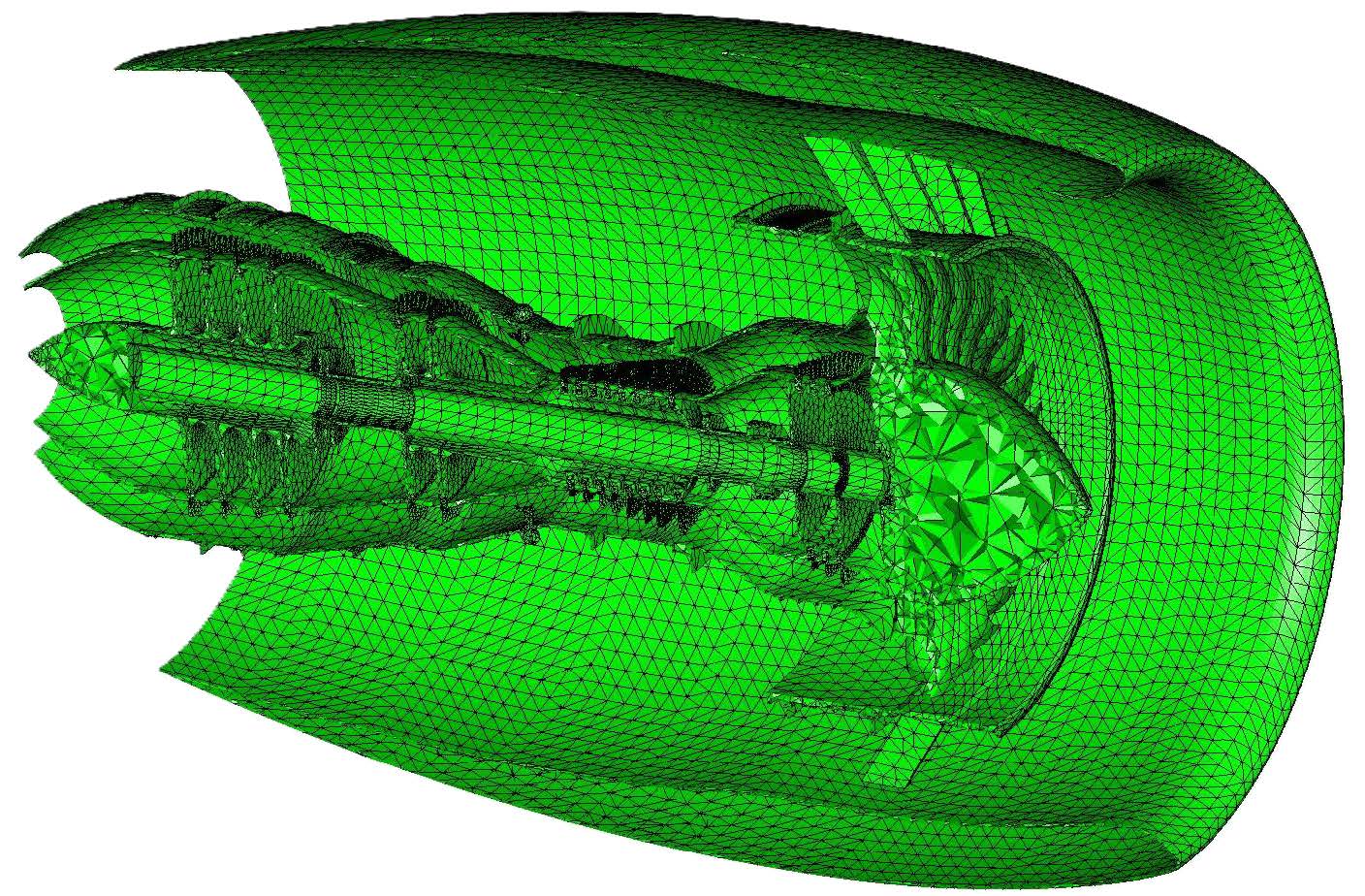 CADfix 13SP1 Example of complex 2nd order tet mesh of multiple contact bodies in parallel.