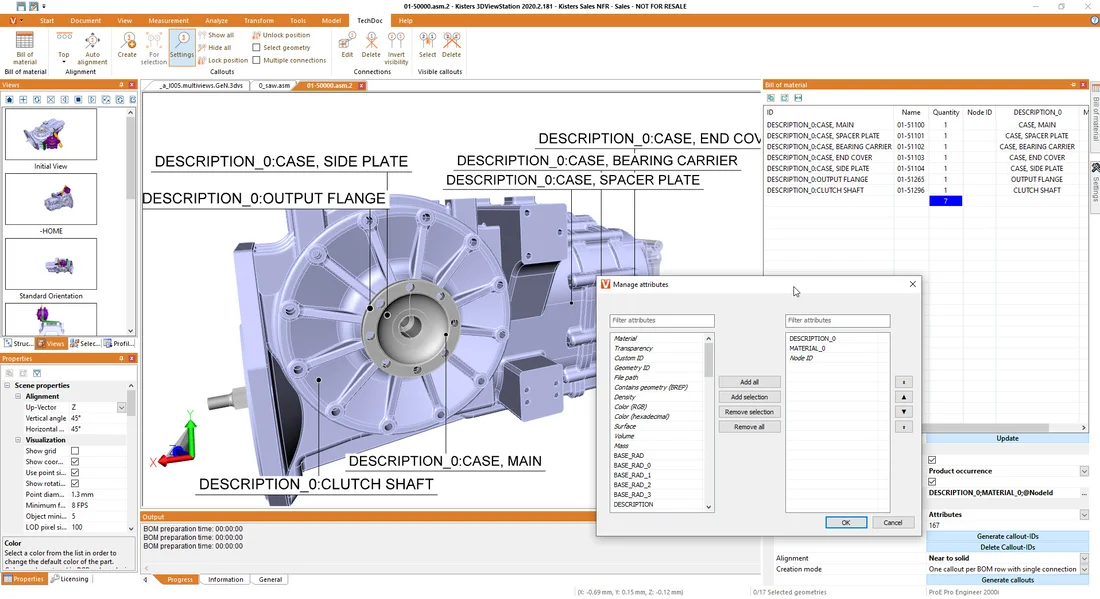 Nomenclature with attributes using 3DViewStation