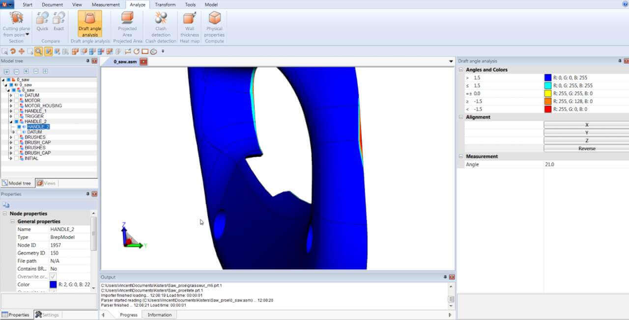 CAD model Draft Angle Analysis with 3DViewStation